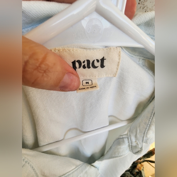 Pact Sky Blue Short Sleeve Shirt Dress 100% Organic Cotton - Picture 3 of 4